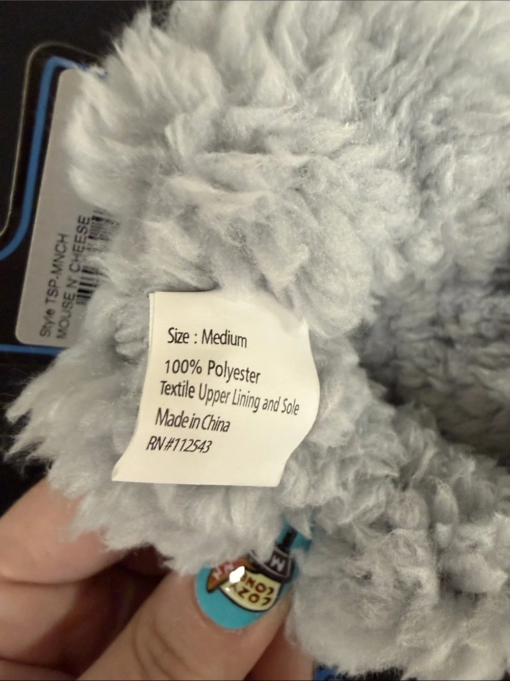 Snoozies! Toddler Light Blue Plush Slippers with Cream Fleece Lining